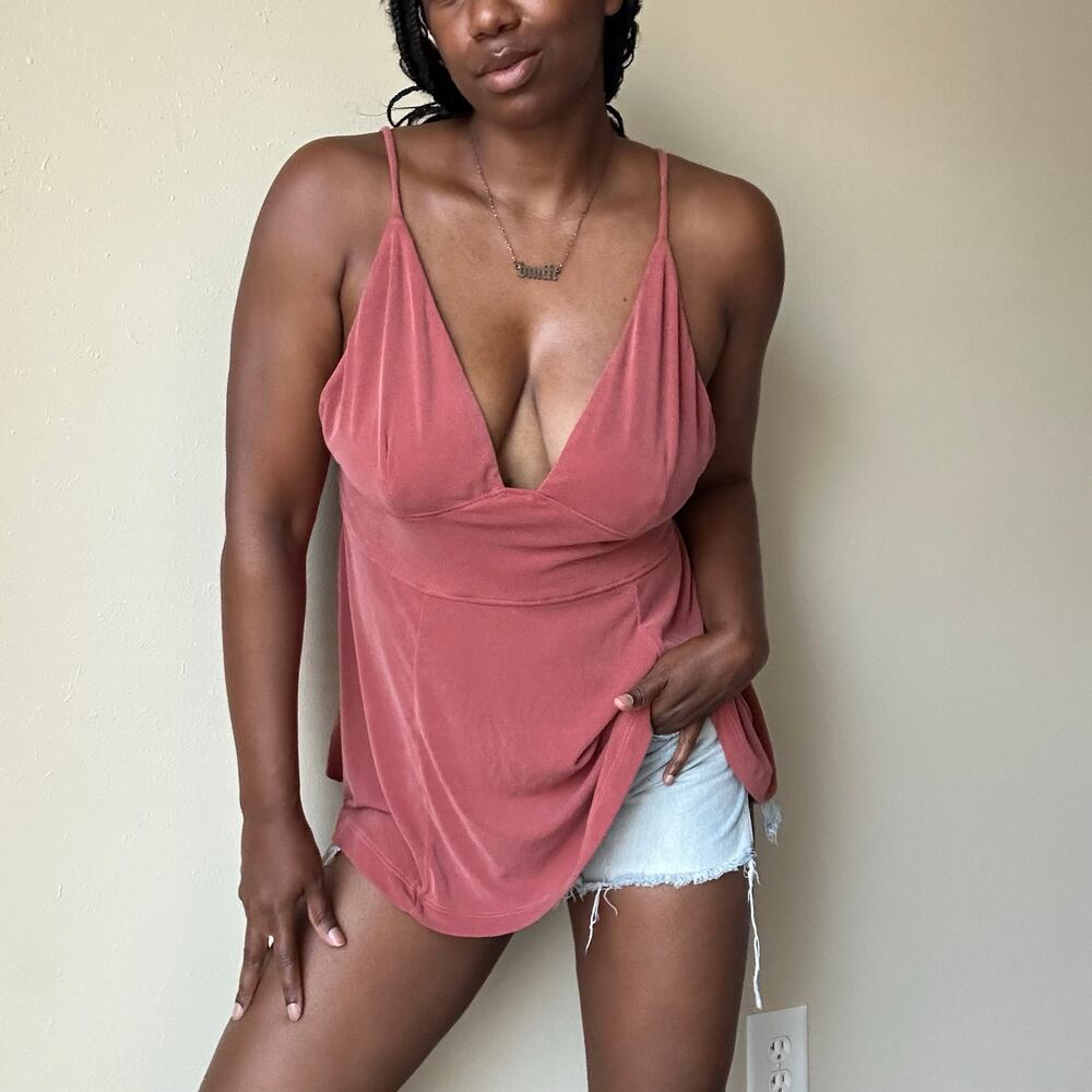 Free People Never Let You Go Boho Tie Back Tank in Rust Size Large